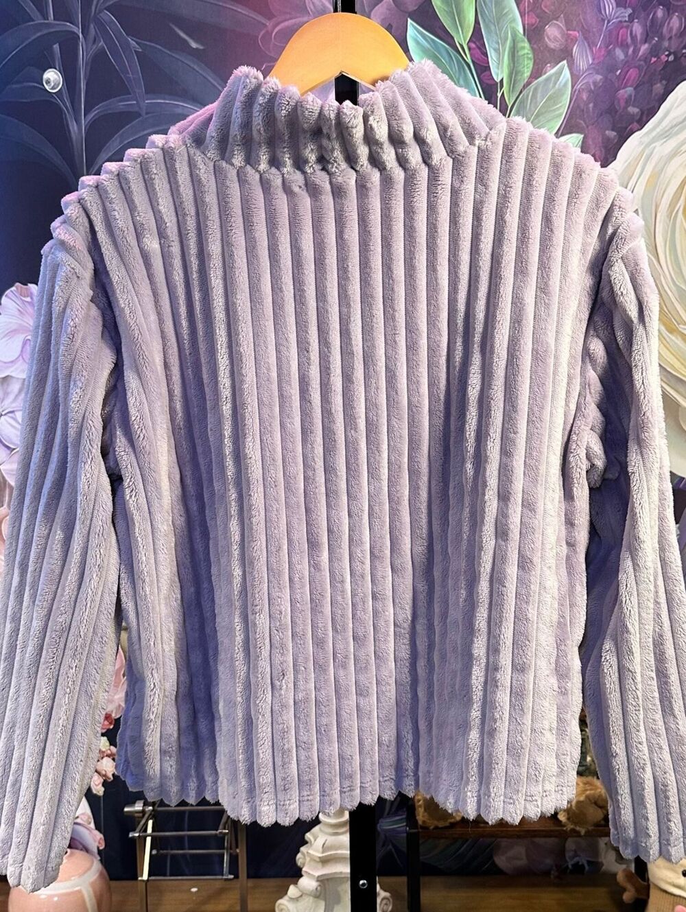 Planet Gold M Plush Ribbed Mock Neck Sweater Cozy Y2K Soft Girl Lavender